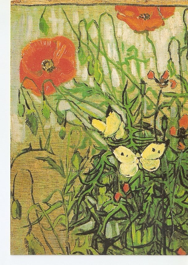 Postal 041296 : Vincent van Gogh Poppies with Butterflies 1890. Amsterdam Rijksmuseum Vincent van Gogh