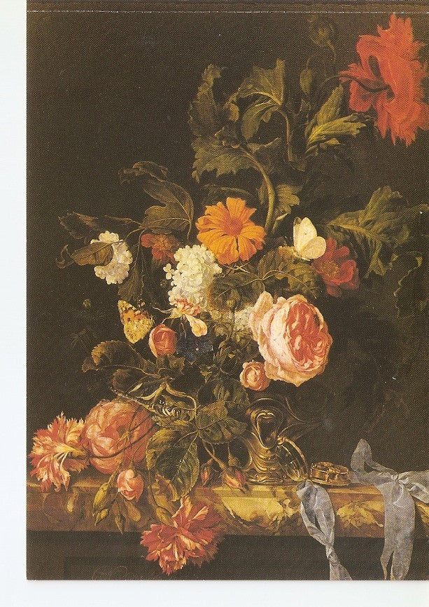 Postal 041302 : Willem van Aelst Still Life with Flowers 1663. The Hague Mauritshuis