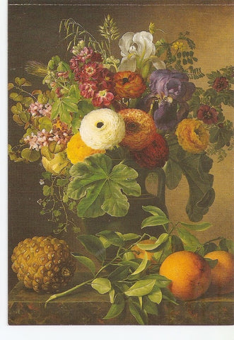 Postal 041304 : Johan Laurentz Jensen Still Life with Flowers and Fruits 1834. Compenhagen Thorvaldsen Museum