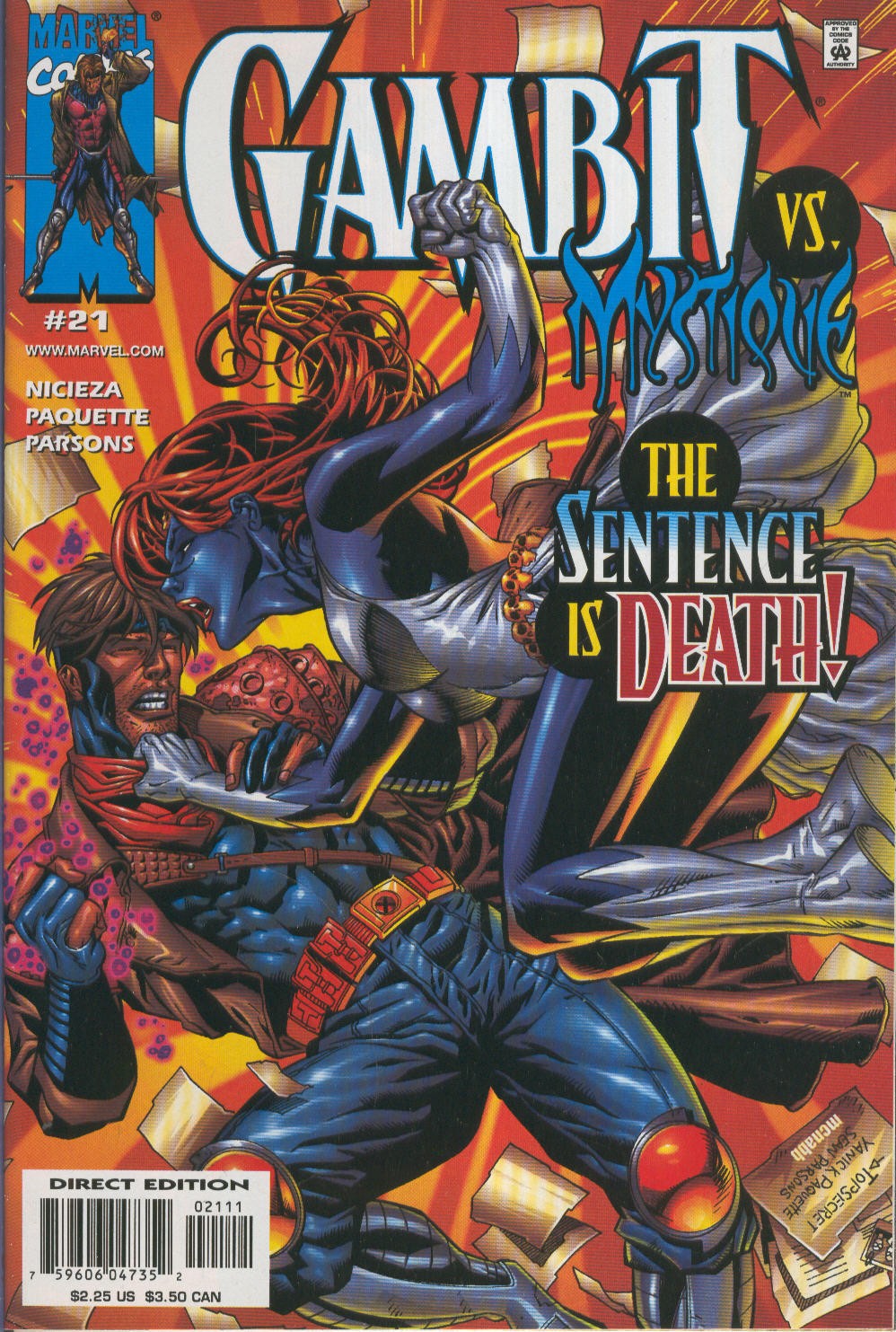 GAMBIT Vol.2 Numero 21: Gambit vs Mystique the sentence is death