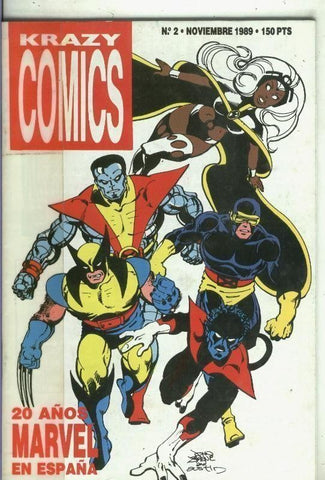 Krazy comics numero 02 (noviembre 1989): 20 años de Marvel en España (cello lado lomo)