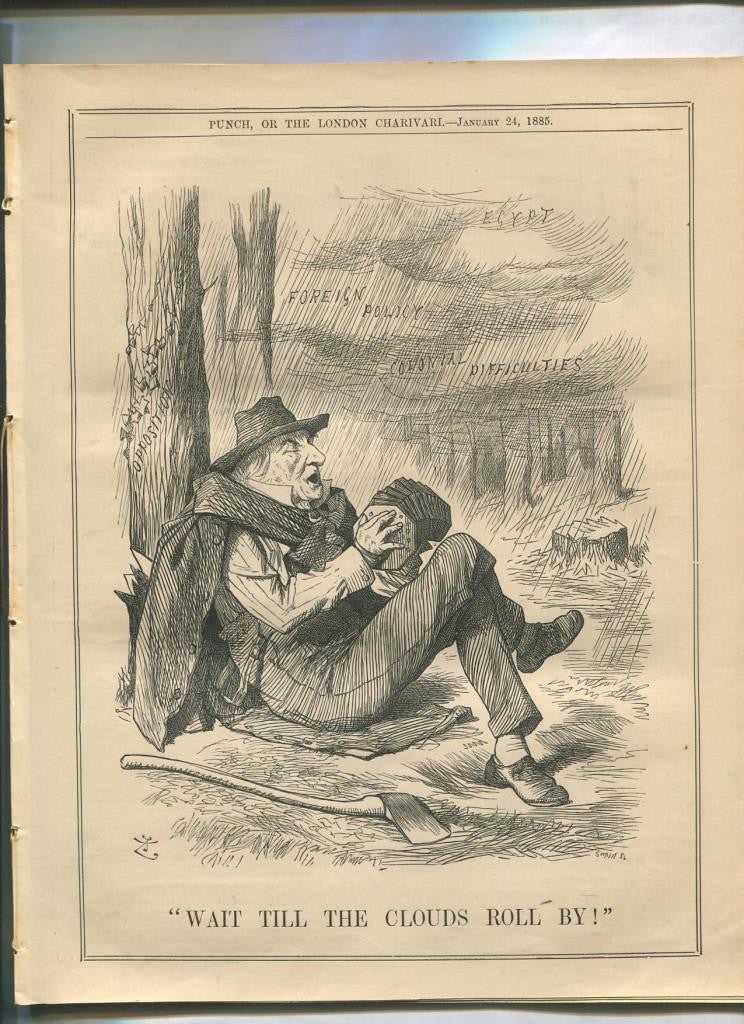 Punch semanario humor ingles de 1885: juego 12 paginas semana 24.01.1885