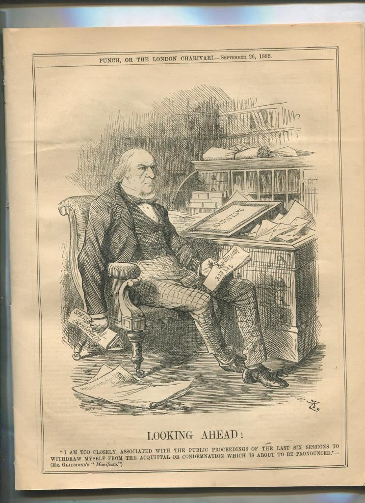 Punch semanario humor ingles de 1885: juego 12 paginas semana 26.09.1885