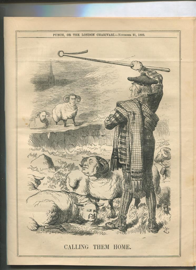 Punch semanario humor ingles de 1885: juego 12 paginas semana 21.11.1885