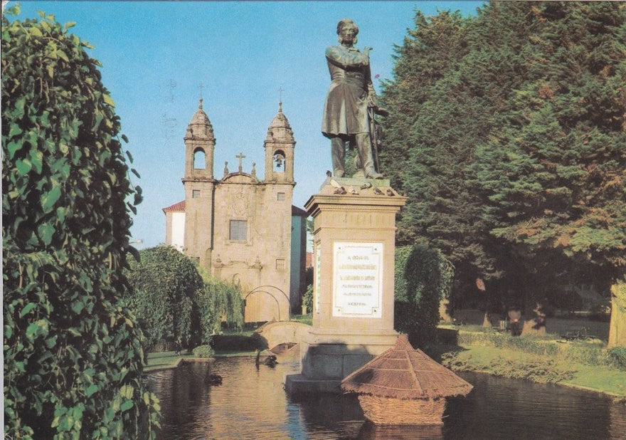 Postal 60330. estanque y estatua a Mendez Nuñez. S. Compostela
