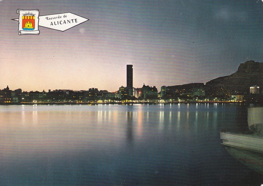 Postal 60400. La explanada desde el puerto noct. Alicante
