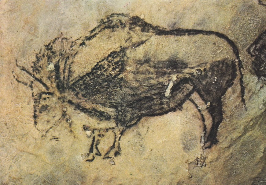 Postal 60488. Cuevas de Santimamiñe. Primer bisonte de la pareja del fondo.  (Vizcaya)