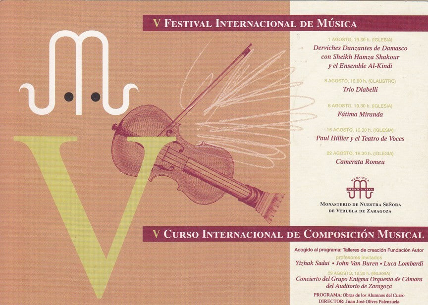 Postal 60629.  Publicitaria V concurso Int. Composicion musical (Diputacion Prov. Zaragoza)