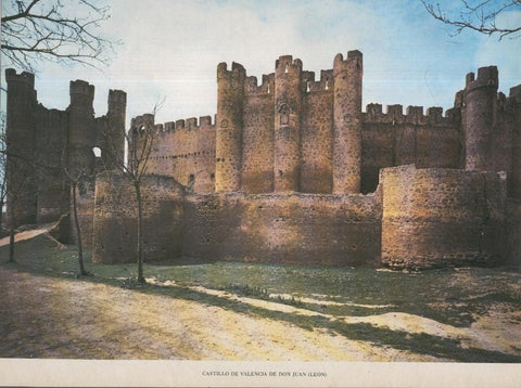 Lamina Castillos de España Edicion 1967 No.008: CASTILLO DE VALENCIA DE DON JUAN (Leon)