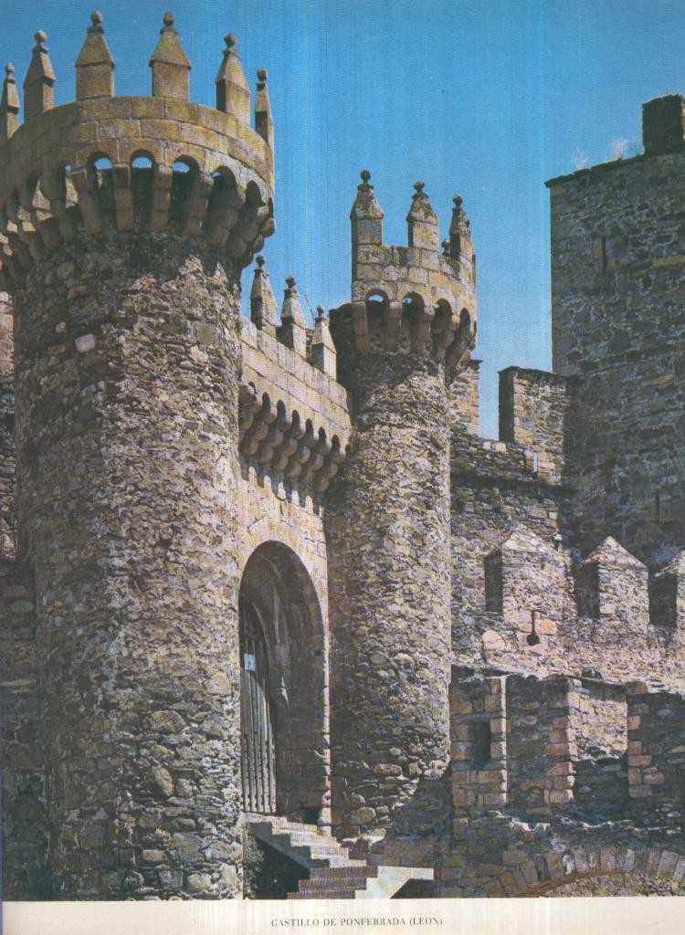 Lamina Castillos de España Edicion 1967 No.037: CASTILLO DE PONFERRADA (LEON)