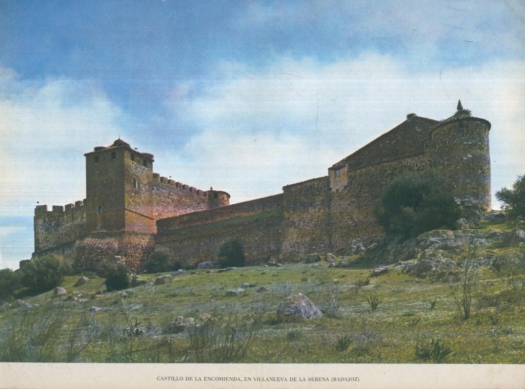 Lamina Castillos de España Edicion 1967 No.090: CASTILLO DE LA ENCOMIENDA (VILLANUEVA DE LA SERENA, BADAJOZ)