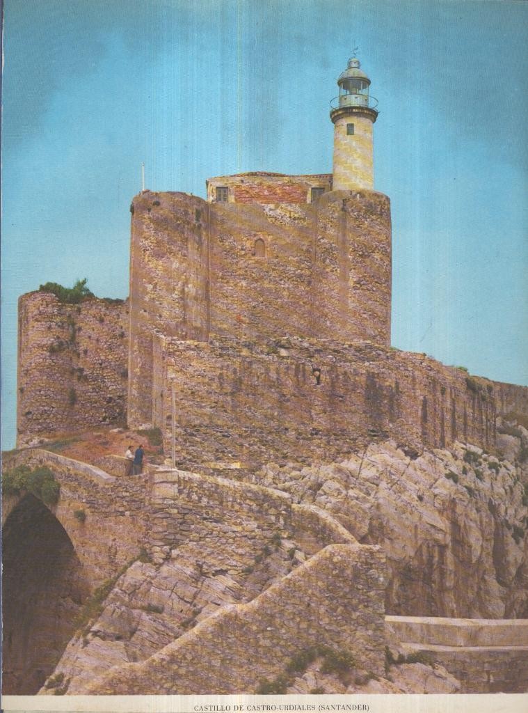 Lamina Castillos de España Edicion 1967 No.098: CASTILLO DE CASTRO-URDIALES (SANTANDER)