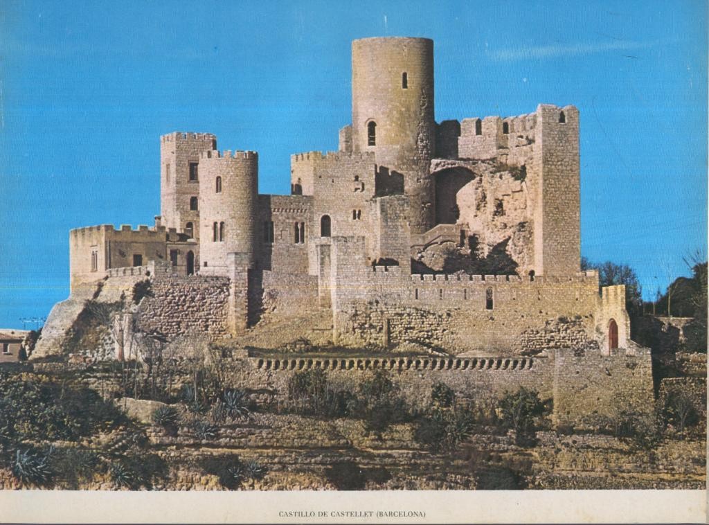 Lamina Castillos de España Edicion 1967 No.100: CASTILLO DE CASTELLET (BARCELONA)