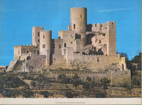 Lamina Castillos de España Edicion 1967 No.100: CASTILLO DE CASTELLET (BARCELONA)