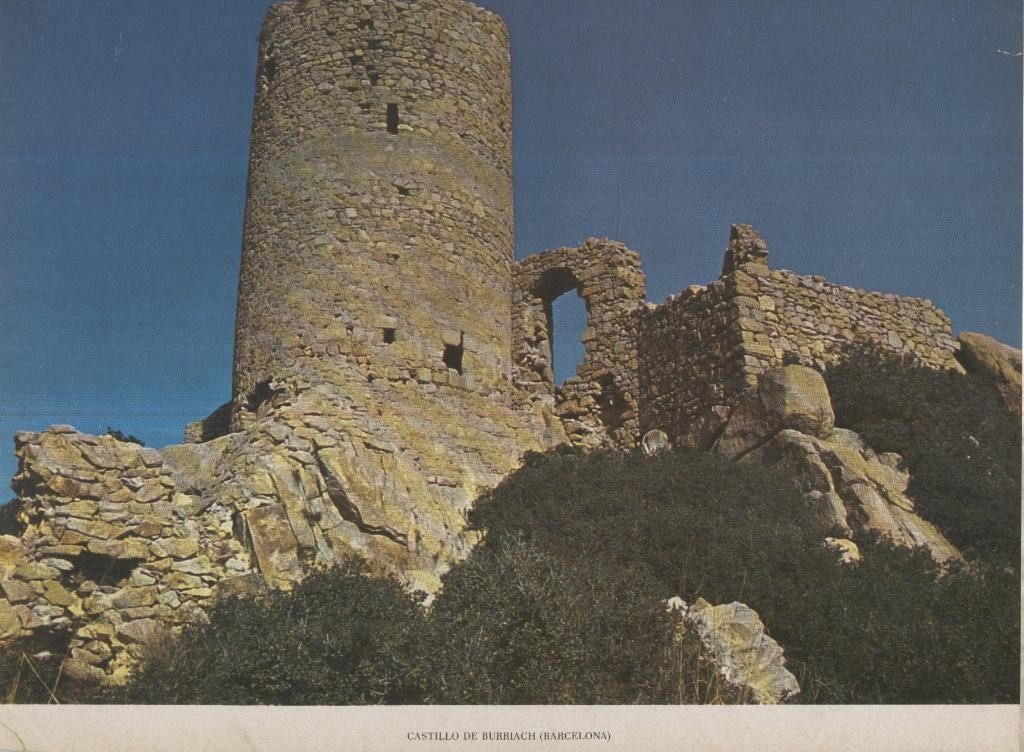 Lamina Castillos de España Edicion 1967 No.105: CASTILLO DE BURRIACH (BARCELONA)