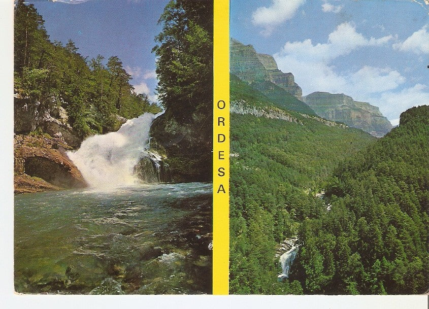 Postal 044493 : Parque Nacional de Ordesa . Pirineo Aragones (Huesca). Cascada en el rio Arazas. Selva de Ordesa