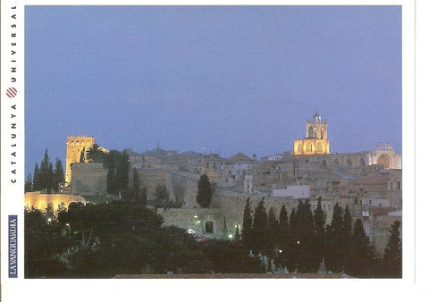 Postal 044573 : Tarragona. Vista nocturna de la Catedral y la  Muralla romana