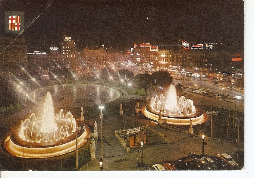 Postal 044950 : Barcelona. Plaza de cataluña. Vista nocturna