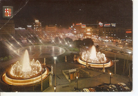 Postal 044950 : Barcelona. Plaza de cataluña. Vista nocturna