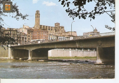 Postal 045090 : Lerida. Vista parcial y puente sobre el Rio Segre