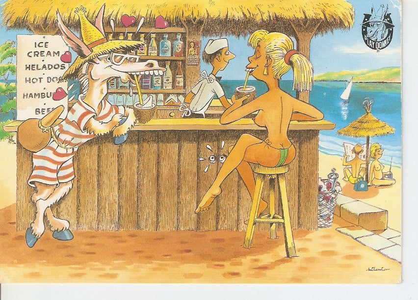 Postal 045186 : Tomando algo en la playa