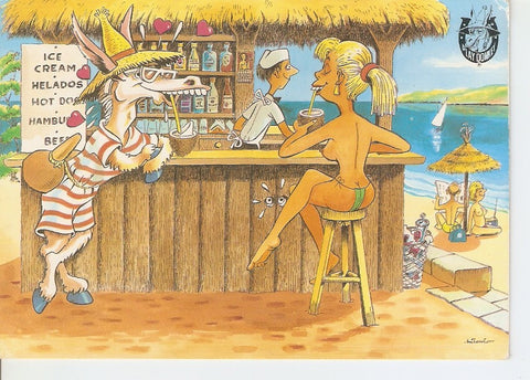Postal 045186 : Tomando algo en la playa