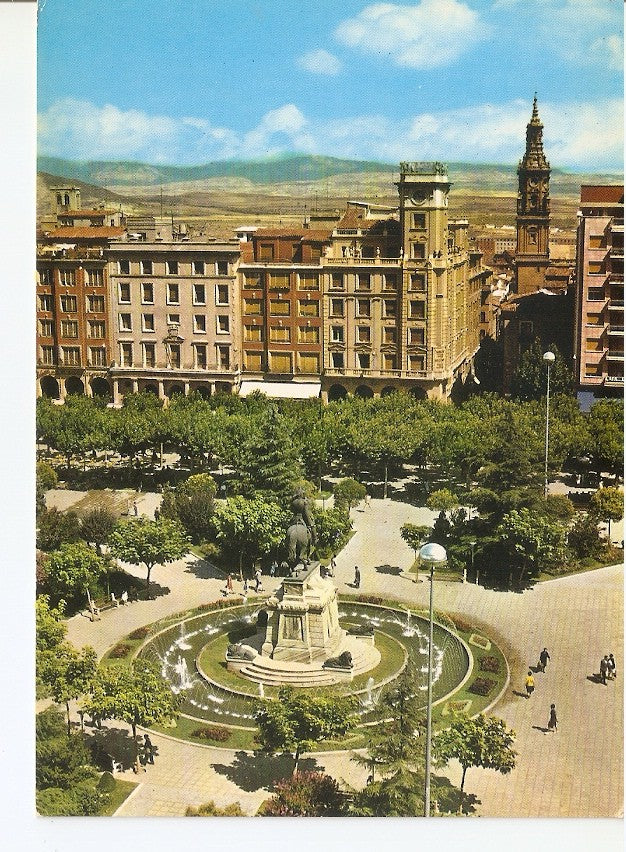Postal 045224 : Logroño. Jardines del Espolon Fuente y Monumento al General Espartero