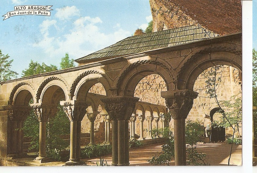 Postal 045283 : Pirineo Aragones. San Juan de la Peña (Huesca). Sitio Nacional. Claustro romanico siglo XI