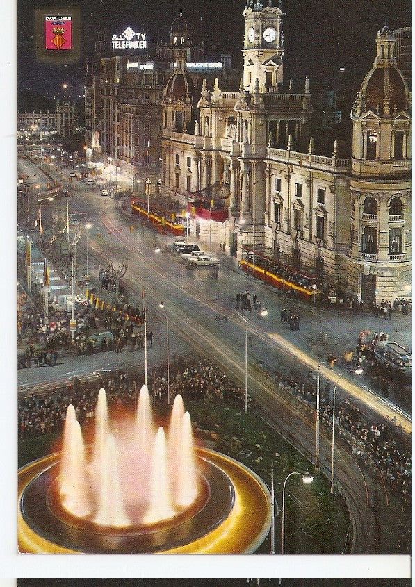 Postal 045410 : Valencia. Plaza del Caudillo. Vista nocturna