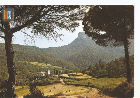 Postal 045442 : Aiguafreda. Ermita de Valldeneu al fondo Cingles de Berti