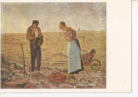 Postal 045659 : El Angelus. Copia pintada con la boca por G. Barbediente