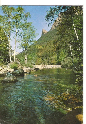 Postal 045765 : Parque Nacional de Ordesa. Pirineo Aragones. Rio Arazas - Al fondo Tozal del Mallo