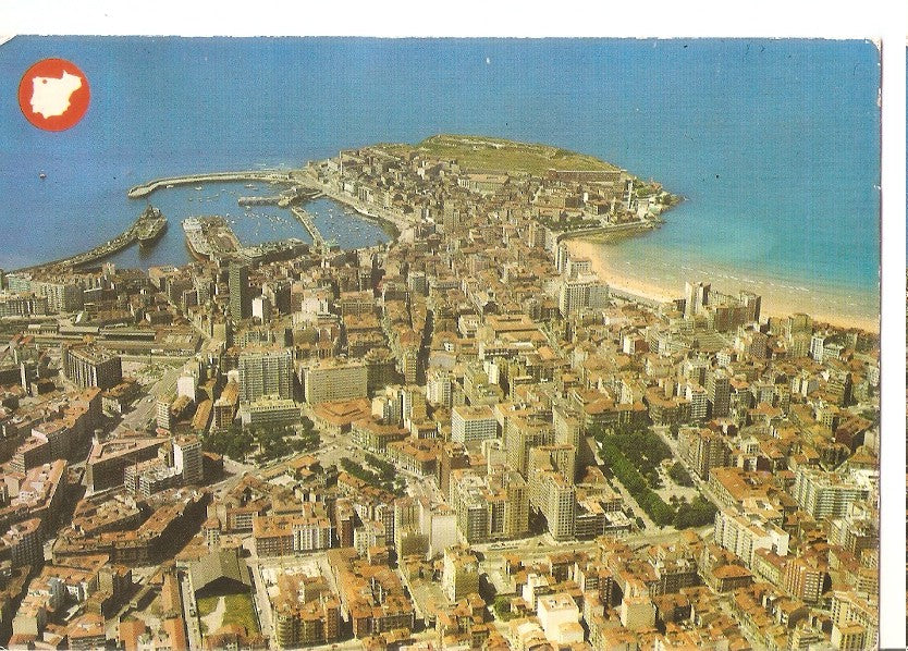 Postal 045969 : Gijon. Vista aerea