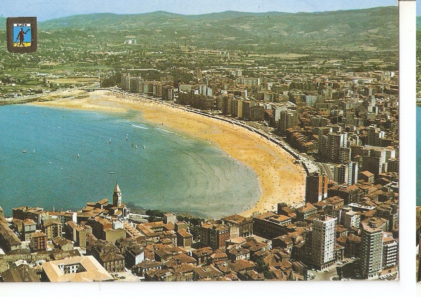 Postal 046207 : Gijon (Asturias). Playa de San Lorenzo. Vista aerea