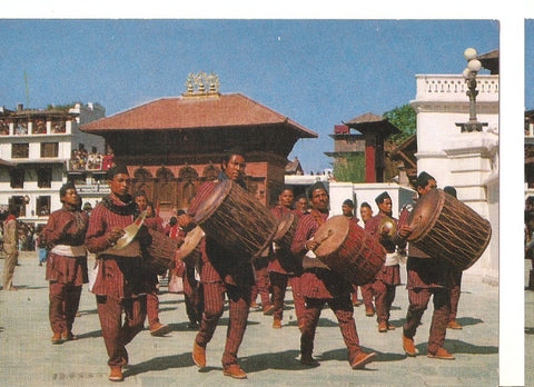 Postal 046235 : Farmers with their typical drums (Dhimey). Courtesy: Dept. of Tourism HMG.