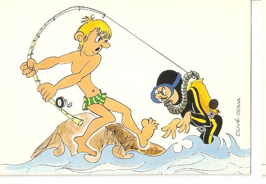 Postal 046292 : Vacaciones. Sorpresa en la pesca