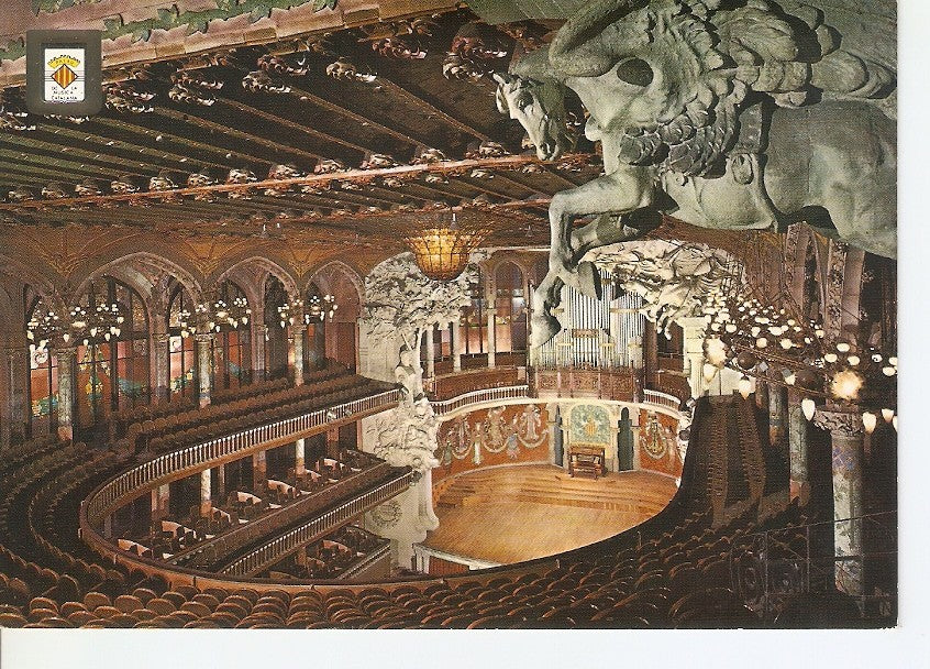 Postal 046310 : Sala de Concerts. Vista general. Palau de la Musica Catalana. Barcelona. Arquitecte: Domenech i Montaner (1908)