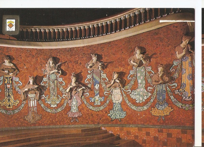 Postal 046311 : Esculturas y mosaicos del hemiciclo. Palau de la Musica Catalana. Barcelona. Arquitecte: Domenech i Montaner (1908)