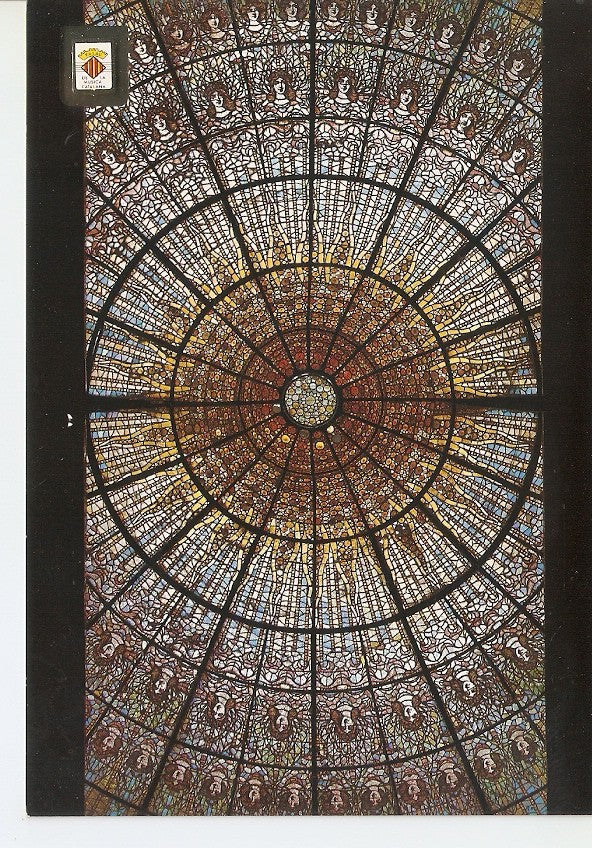 Postal 046313 : Claraboya central de la sala de conciertos. Palau de la Musica Catalana. Barcelona. Arquitecte: Domenech i Montaner (1908)