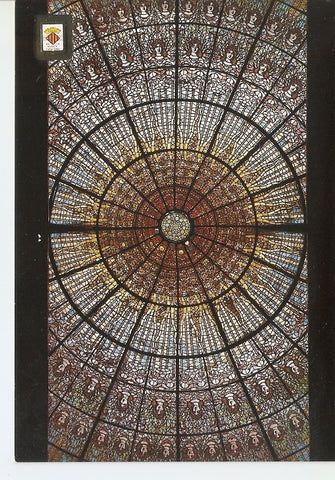 Postal 046313 : Claraboya central de la sala de conciertos. Palau de la Musica Catalana. Barcelona. Arquitecte: Domenech i Montaner (1908)