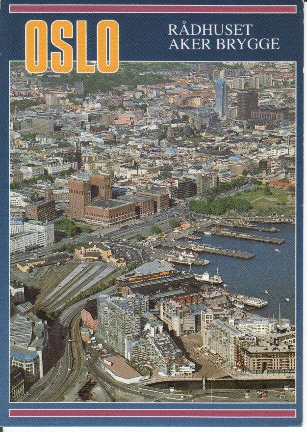 Postal-Postcard 17363: OSLO - Deler av sentrum sett fra fly Norway