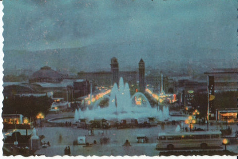 Postal-Postcard 17394: BARCELONA - Vista Nocturna de Plaza España y Fuentes de Montjuich