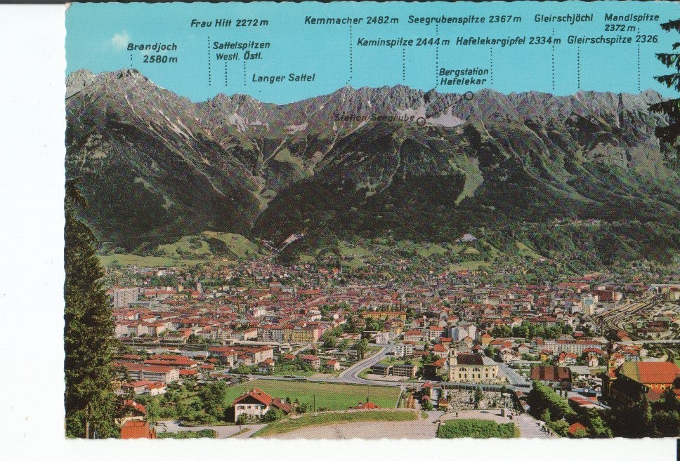 Postal-Postcard 17421: INNSBRUCK - Mit Nordkette. Impresos datos de interes geografico sobre la foto