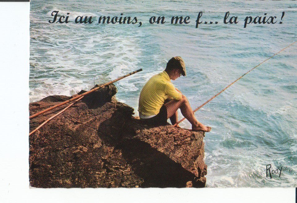 Postal-Postcard 17432: PESCADOR EN LA ORILLA DEL MAR - Titulo de la Postal: En Vacances