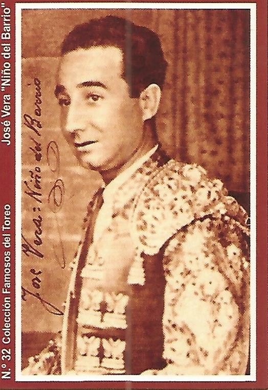 CALENDARIO PUBLICITARIO 32: Coleccion Famosos del Toreo: Jose Vera Niño del Barrio