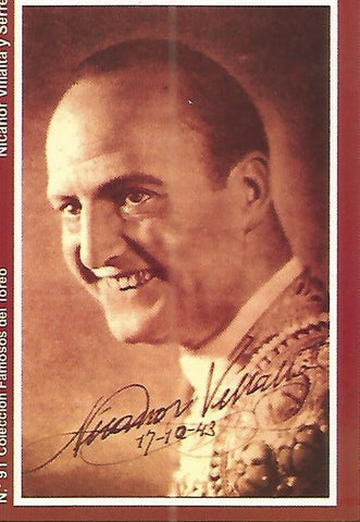 CALENDARIO PUBLICITARIO 91: Coleccion Famosos del Toreo: Nicanor Villalta