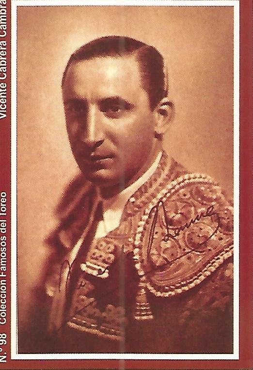CALENDARIO PUBLICITARIO 98: Coleccion Famosos del Toreo: Vicente Cabrera