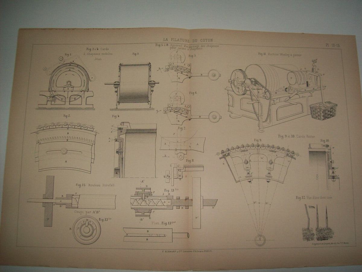 Lamina 1093: CARDE A CHAPEAUX MONBILES SOCIETE ALSACIENNE. ROULEAU HORSALL. MACHINE WISTLEY