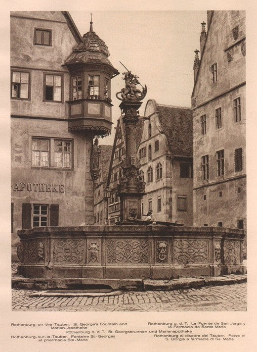 Lamina/Foto KURT HIELSCHE Deuschtland No. 046: ROTHENBURG ON THE TAUBER. ST GEORGES FOUNTAIN AND MARIEN APOTHEKE