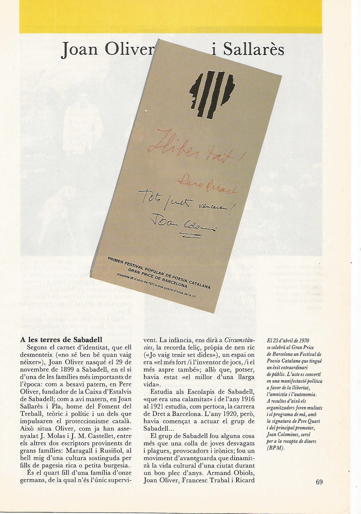 FASCICULO 009: JOAN OLIVER / PERE QUART